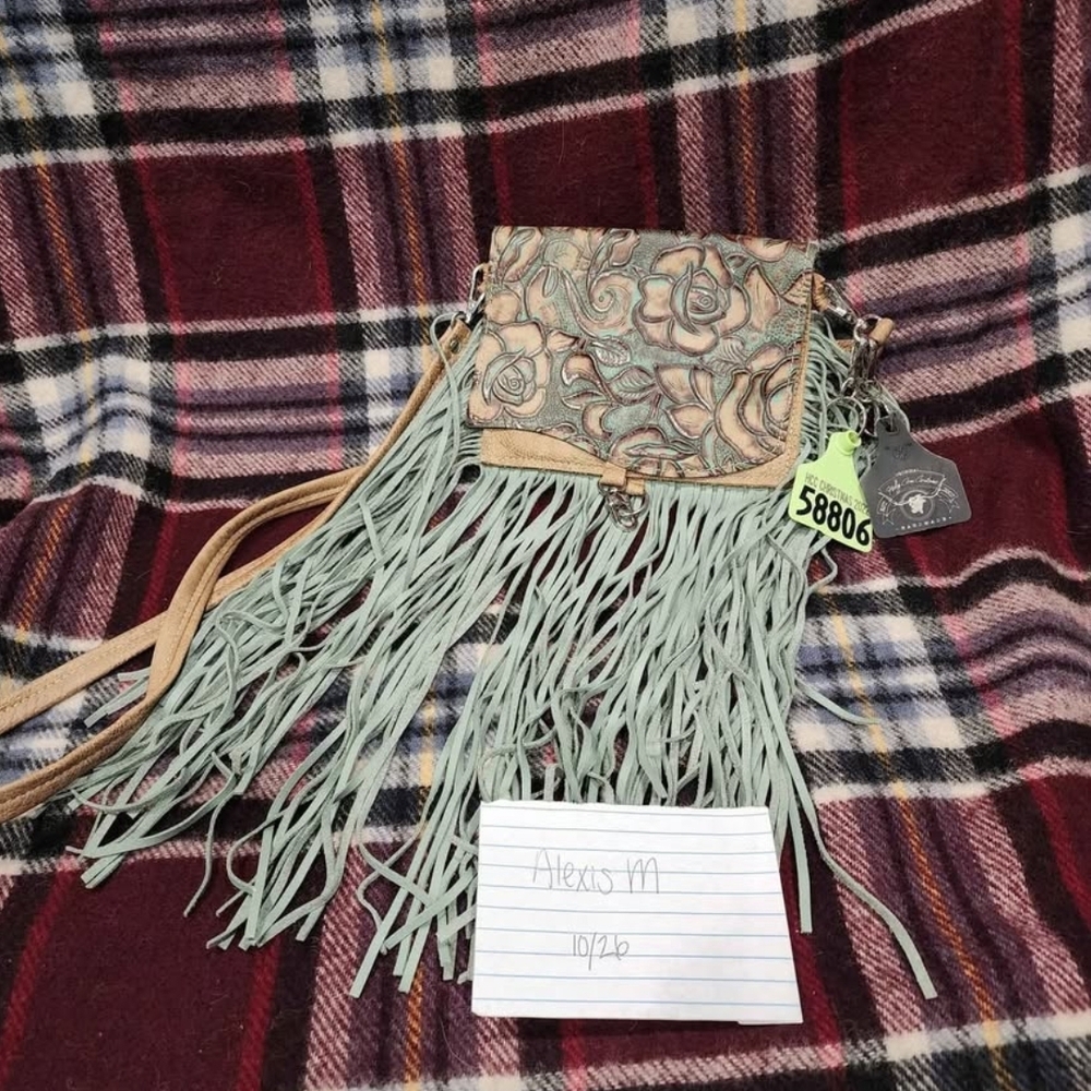 Fringe Floral Crossbody Bag